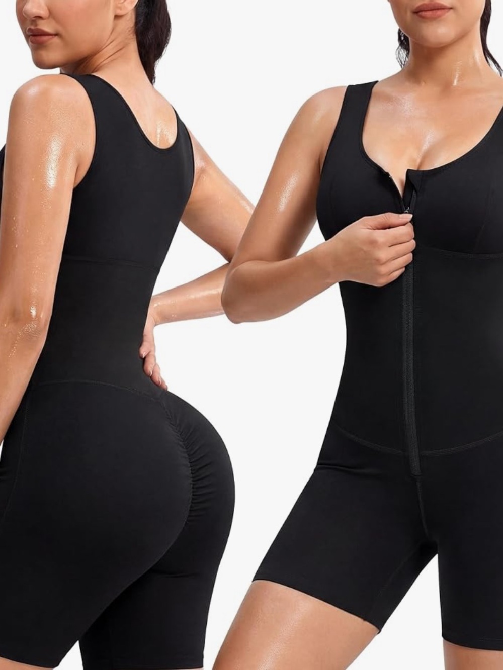 Women’s Black Zip-Front Sauna Suit Junlan